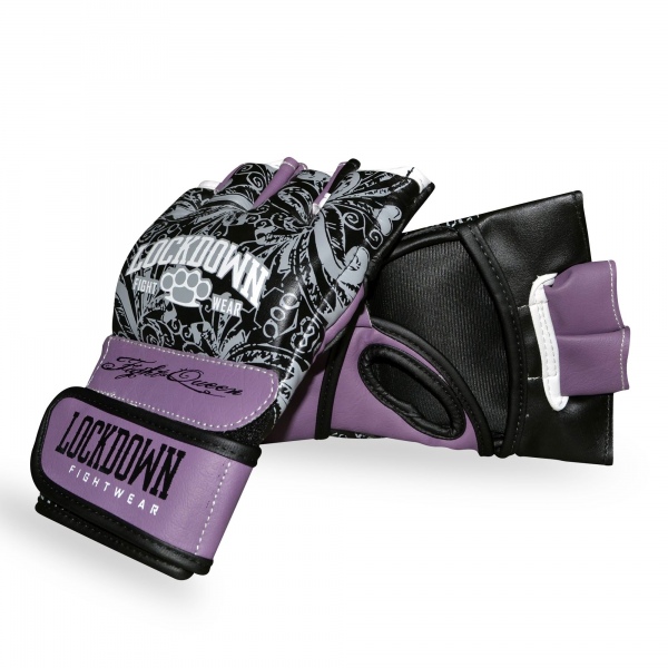 Lockdown Fightwear MMA Fight 4oz Dual Strap Gloves Black Purple