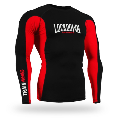 Lockdown Fightwear Compression Shirt Long Sleeves Rashguard BJJ Running Fitness Cross Training 