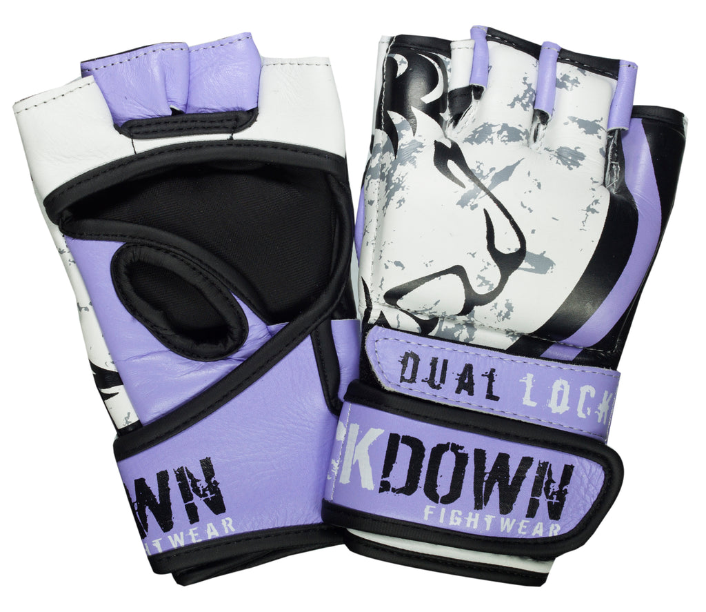 Lockdown Women's MMA Fight Gloves 4oz - Tigress - Purple/White