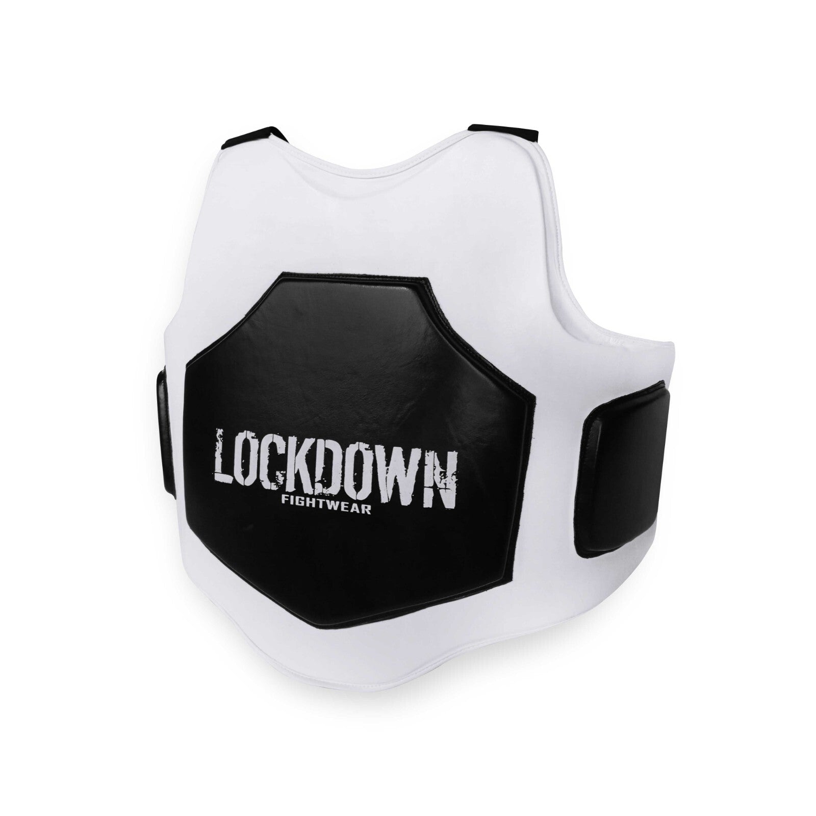 Lockdown Boxing Muay Thai Hi-Impact Body Protector Belly Pad  - Black/White
