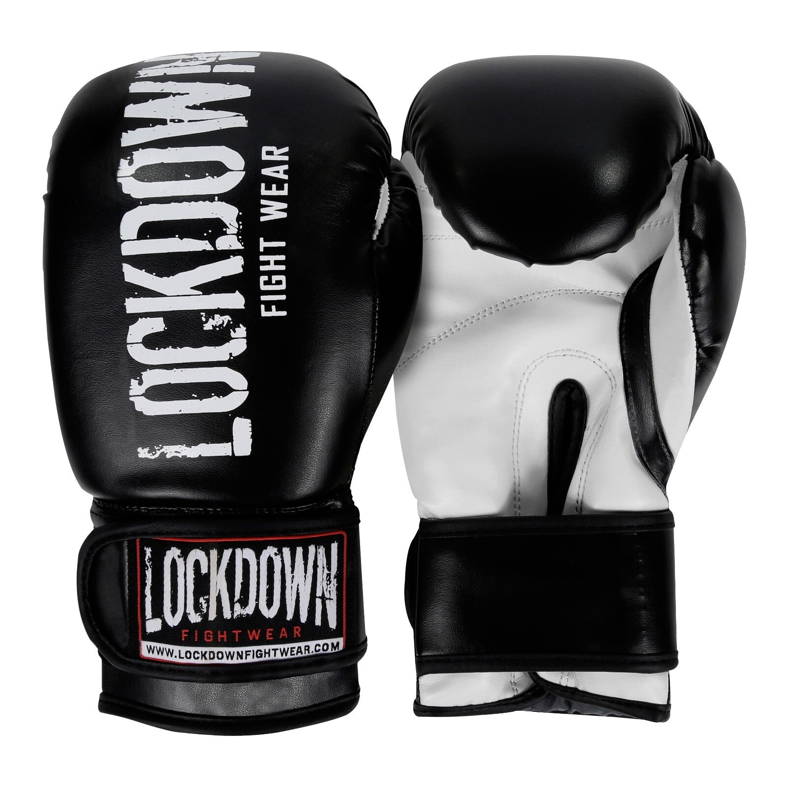 Lockdown Kids Childrens Boxing Gloves Kick Boxing 4oz 6oz 8oz - Black and White