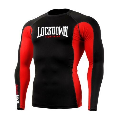 Lockdown Rashguard Compression Base Layer Top Running Cycling MMA - Black/Red