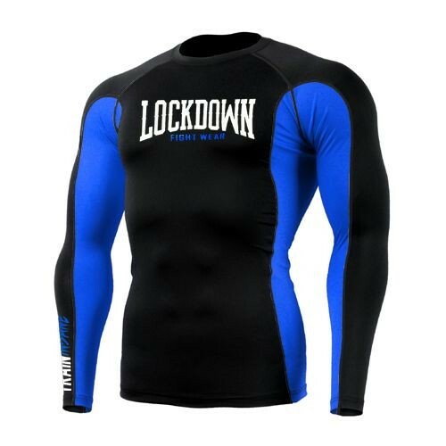 Lockdown Rashguard Compression Base Layer Top Running Cycling MMA - Black/Blue