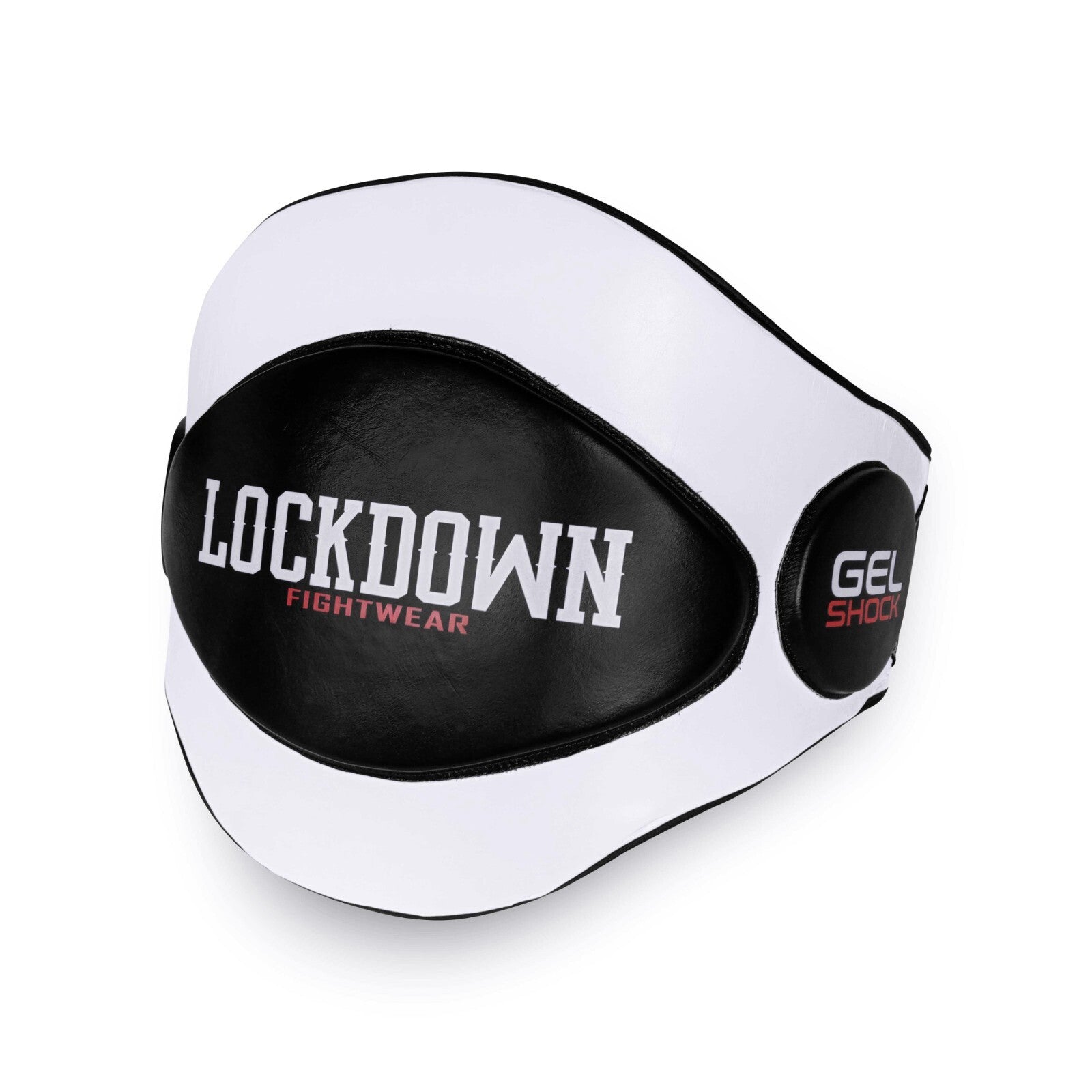 Lockdown Muay Thai Hi-Impact Coaches Body Protector Belly Pad  - Black/White