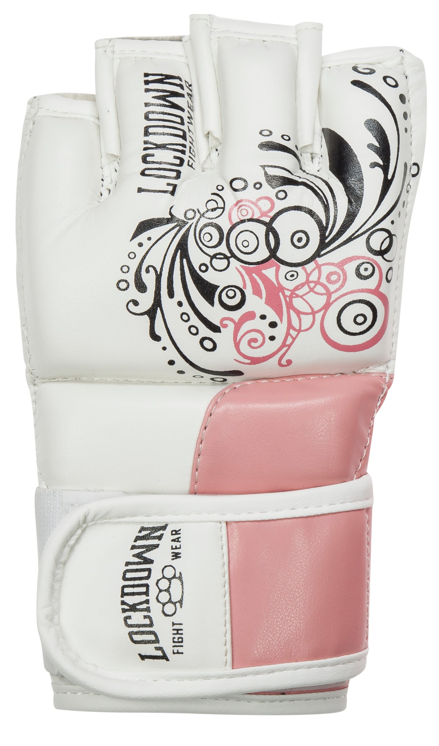 Lockdown Women's MMA Fight Gloves 4oz - Sakura - Pink/White