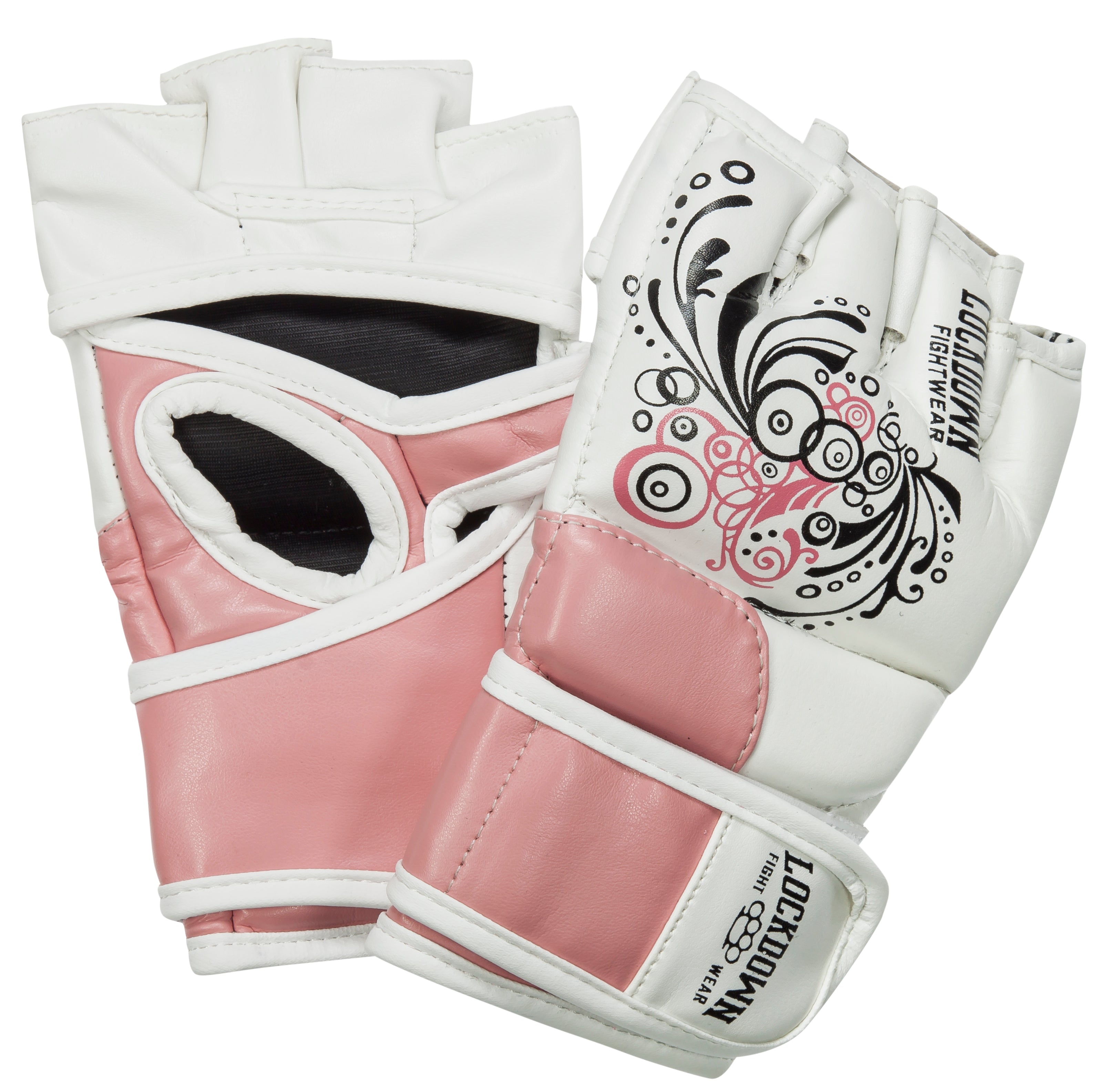 Lockdown Women's MMA Fight Gloves 4oz - Sakura - Pink/White